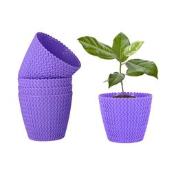 GARDEN'S NEED 5-Pcs Purple Textured Poppy Eco-Friendly Planters-49