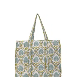 Block N Style Floral Printed Shopper Tote Bag with Quilted-image-39