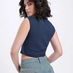 glitchez Asymmetric Flair Button-Up Crop Top image 3