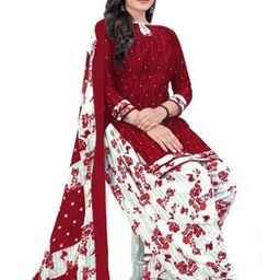 Unstitched Printed Cotton Blend Kurta & Patiyala Dress Material with Dupatta-image-5