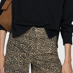 MANGO Women Leopard Printed Denim Shorts-image-37