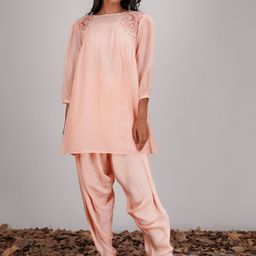 Kyra Embroidered Thread Work Chanderi Cotton Tunic With Dhoti-picture-35