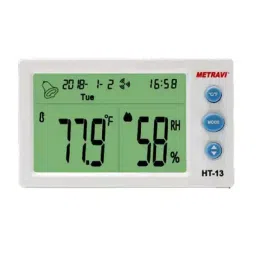 Metravi Temperature and Humidity Meter with External Probe ±5% White, HT-12 image 1