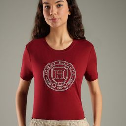 Tommy Hilfiger Typography Printed Round Neck Slim Fit Cotton T-shirt-picture-26