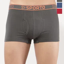 Sporto by Macho Pack Of 4 Mid Rise Combed Cotton Short Trunks-picture-30