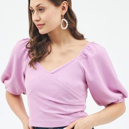 Harpa Women Purple Wrap Crop Top-image-21