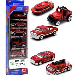 WOW Toys - Delivering Joys of Life Die Cast Free Wheel Mini Fire Engine Rescue Trucks Set Of 5 - Multicolor-51