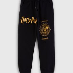 Nap Chief 100% Cotton Harry Potter Featuring Hogwarts & Gryffindor Graphic Printed Joggers - Black-image-24