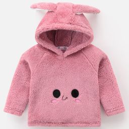 Kookie Kids Full Sleeves Hooded Sweatshirt with Bunny Ears & Design - Pink-image-22