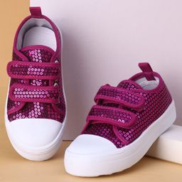 Cute Walk by Babyhug Casual Shoes with Velcro Closure and Sequin Detailing - Purple-image-98