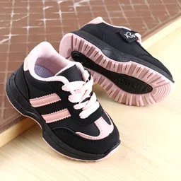 Babyoye Striped Design Lace Up Closure Sneaker Shoes - Pink & Black-picture-29