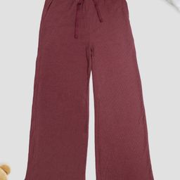 Kiddopanti Knitted Solid Flared Pajama - Mauve-image-32