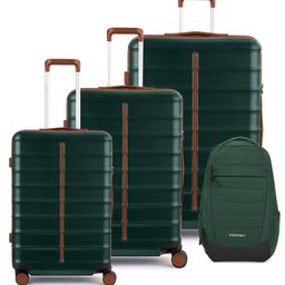Assembly Polycarbonate Luggage Set Of 3- Hard Cabin Trolley Bag Small (20 inches)|Check-in Trolley (24 inches)|Check-in Trolley Large (28 inches) with Laptop Bag 22 Liters (Green) - Odyssey-62