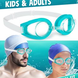 Fiddlerz Swimming Goggles with UV Protection PC Lens and Silicone Strap Comfortable Leak-Proof Adjustable Fit for Pool Beach and Water Sports for Boys and Girls - Green-3