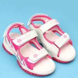 Cute Walk by Babyhug Sandals with Velcro Closure & Floral Print - White & Fuchsia-picture-43