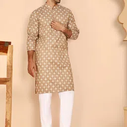 Anouk Rustic Woven Design Mandarin Collar Pure Cotton Kurta with Pyjamas-image-52