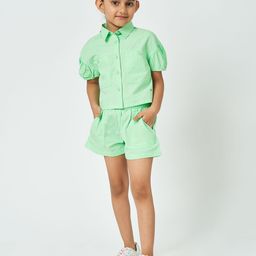 Ed-a-Mamma Girls Shirt Collar Shirt with Shorts-image-70