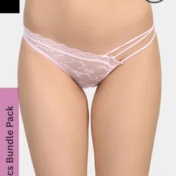 SweetFlirt Enterprises Pack Of 2 Strappy Lace Hipster Seamless Briefs-picture-6