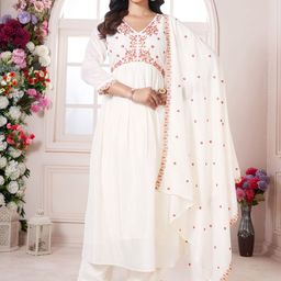 KALINI Women Ethnic Motifs Embroidered Regular Sequinned Kurta with Trousers & With Dupatta-42