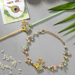 Sangria Stones Studded & Beaded Radha Krishna Bhaiya Bhabhi Rakhis With Roli Chawal-29