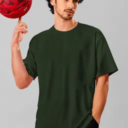 Moda Rapido Olive Green Round Neck Oversized T-shirt-picture-9