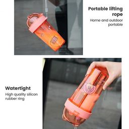 SCHOOLISH DOUBLY LOVELY Two Compartment With Two Separate  Sippers Teddy Ear Shape Cap  Bottle - 420 ml Color May Vary image 5