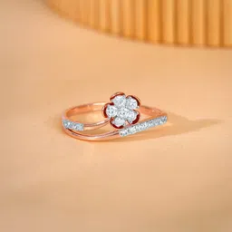 GIVA Rose Gold Floral Enigma Diamond Ring-image-2