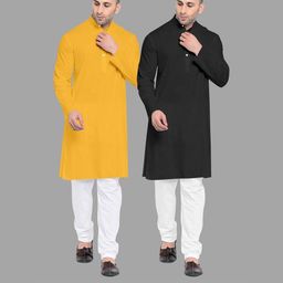 VS MALL Black Cotton Blend Kurta Sets-image-62