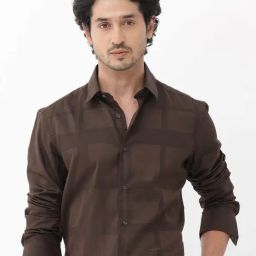 Rare Rabbit Brown Regular Fit Checks Shirt-image-25