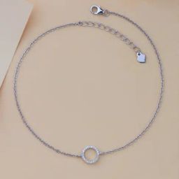 Ornate Jewels 925 Silver American Diamond Love Circle Anklet for Women & Girls-image-25