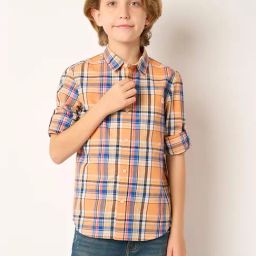 Jack & Jones Junior Peach Checks Full Sleeves Shirt-image-39