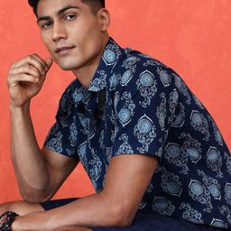 Sangria Men Comfort Fit Spread Collar Floral Printed Cotton Casual Shirt-image-92