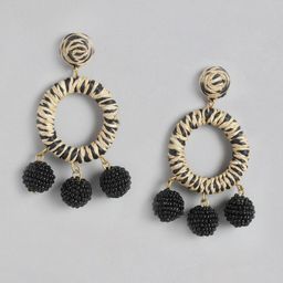 RICHEERA Black & Beige Circular Drop Earrings-image-64