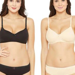 N-Gal Black & Cream Cotton Bra & Panty Set (Pack Of 2)-image-32