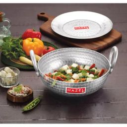 HAZEL Aluminium Hammered Finish Kadai With Lid Premium Round Bottom 16 Gauge Kadhai, 20 cm, 1300 ML-image-55