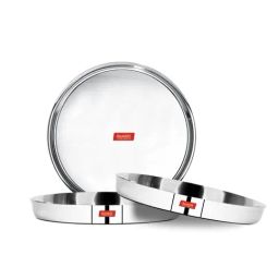 Sumeet Silver Stainless Steel Plates - Set of 3-25
