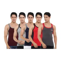 Dollar Bigboss Assorted Color Cotton Regular Fit Gym Vests (Pack Of 5)-image-105