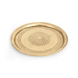 Home4U Golden Brass 37.5 cm Large Abhivadan Thali - Set of 1-25