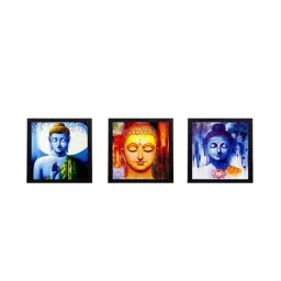 eCraftIndia Set Of 3 Meditating Buddha Satin Matt Texture UV Art Painting-image-46