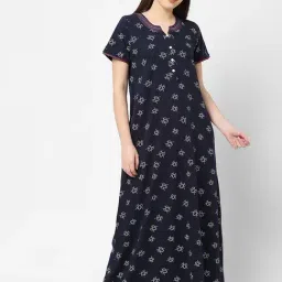 Sweet Dreams Navy & White Printed Nighty-picture-33