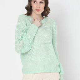 Vero Moda Green Self Design Sweater-image-112