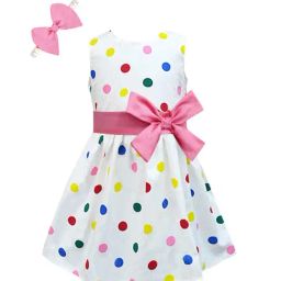 A.T.U.N. White & Pink Printed Dress with Headband-image-96