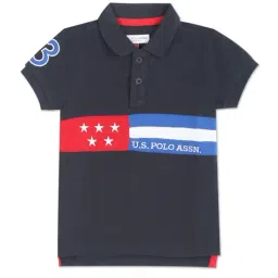 U.S. Polo Assn. Boys Navy Color Block Polo T-Shirt-image-36
