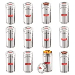 HAZEL Silver Stainless Steel Container with Transparent Lid - Set of 12 (0.9L)-13