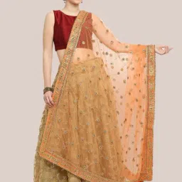Dupatta Bazaar Peach Zari Work Dupatta-30