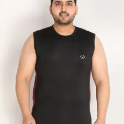Chkokko Black Maroon Regular Fit Striped T-Shirt-image-54