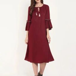 Rare Maroon A Line Dress-image-28