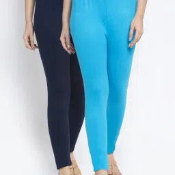 Gracit Blue Mid Rise Leggings - Pack Of 2-image-9