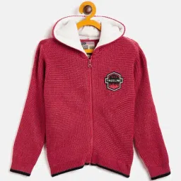 Duke Kids Pink Self Design Full Sleeves Sweater-image-32