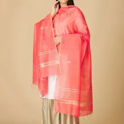 Fabindia Peach Cotton Printed Dupatta-picture-33